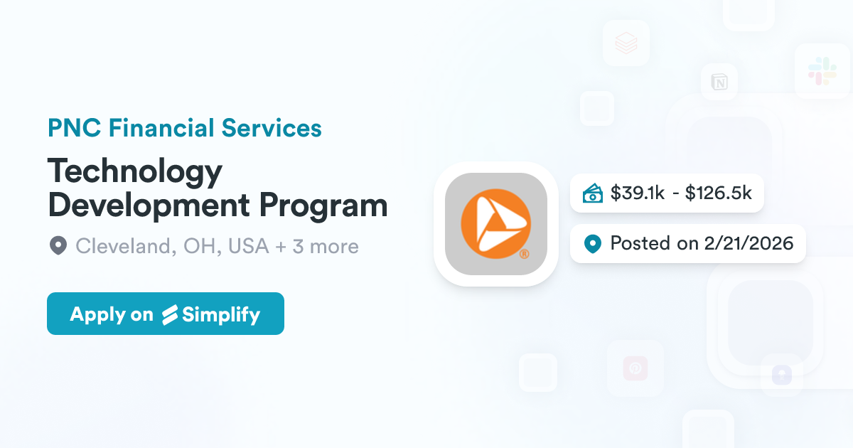 Technology Development Program @ PNC Financial Services | Simplify Jobs